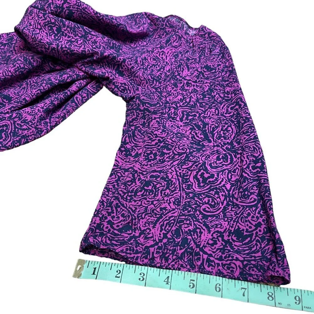 Banana Republic Women's Purple and Black Paisley & Floral Print Dress - Size L - Picture 13 of 13